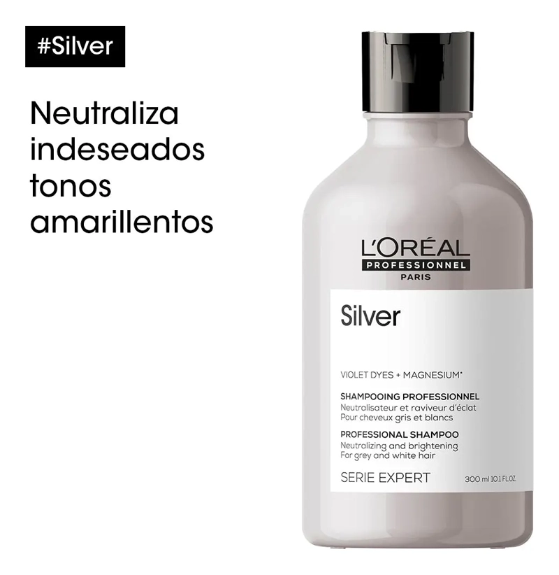 SHAMPOO SILVER CUIDADO DEL CABELLO BLANCO LOREAL PROFESSIONNEL 300ML - 3