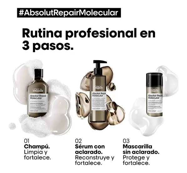 SHAMPOO REPARACION MOLECULAR ABSOLUT REPAIR MOLECULAR 300ML L'ORE AL PROFESSIONNEL - 4