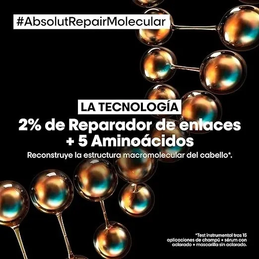 SHAMPOO REPARACION MOLECULAR ABSOLUT REPAIR MOLECULAR 300ML L'ORE AL PROFESSIONNEL - 5