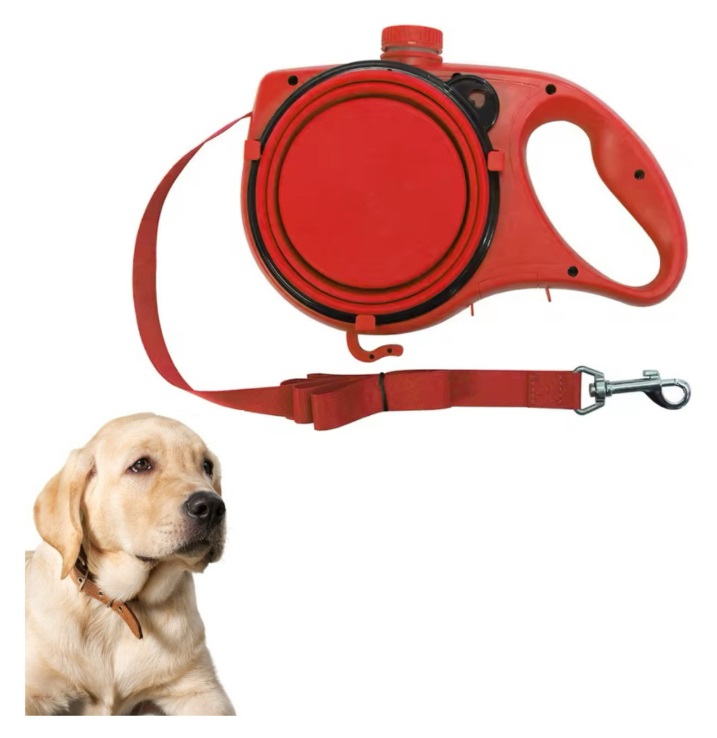 CORREA PARA PERRO 3 EN 1 CON ALMACENAMIENTO DE AGUA MAS TAZÓN PLEGABLE Y DISPENSAD - 8