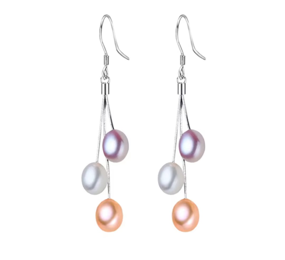 AROS COLGANTE DE PLATA Y PERLAS CULTIVADAS - 1