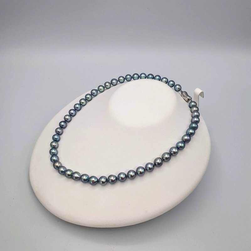 COLLAR  DE PERLAS AKOYA GRIS PLATEADA JAPONESA - 4