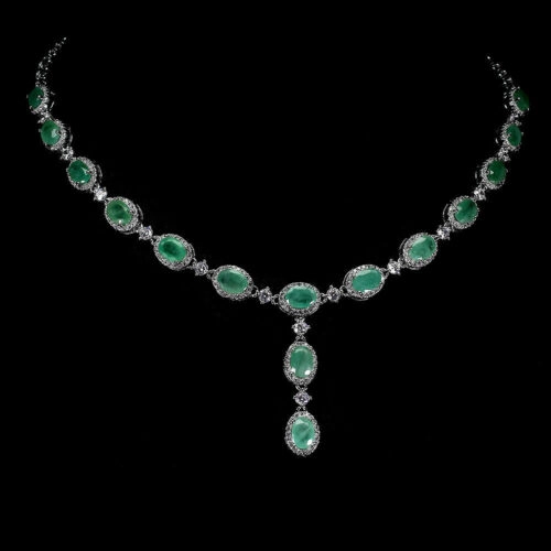 COLLAR DE PLATA CON ESMERALDAS NATURALES Y CIRCONES BLANCOS - 3