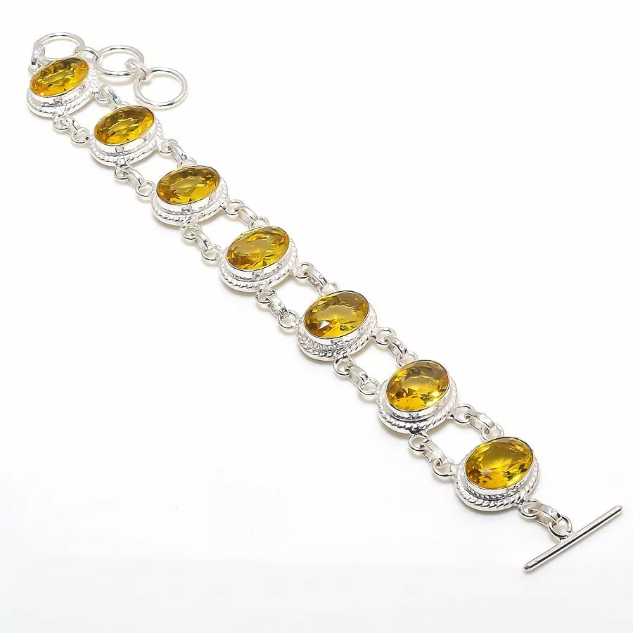 BRAZALETE DE PLATA CON CRISTAL AMARILLO - 1