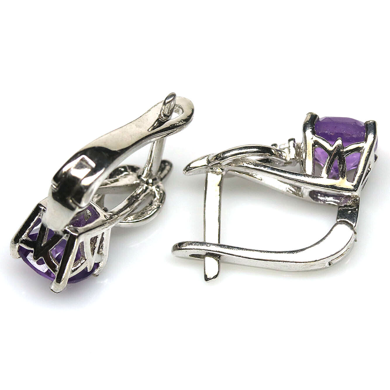 AROS CON PLATA FINA CON PIEDRA GENUINA AMATISTA Y CIRCON - 2