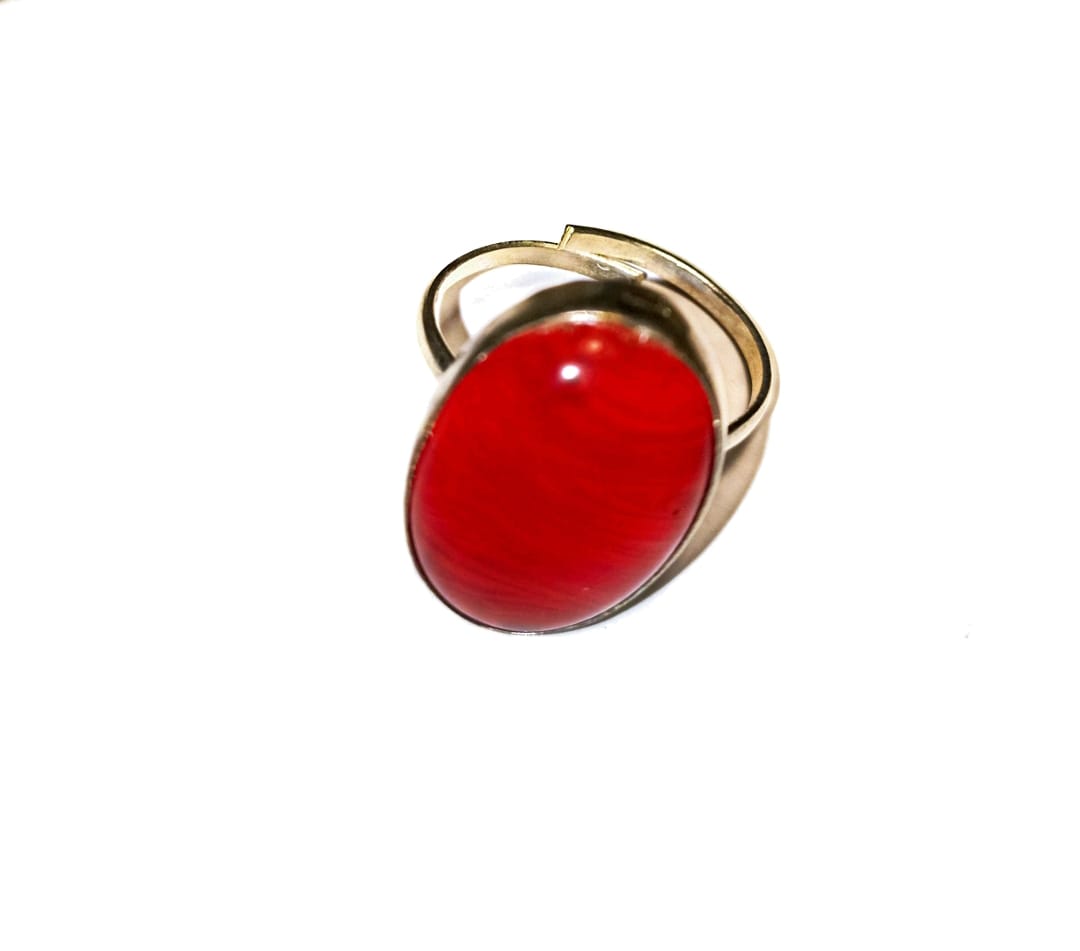 ANILLO DE PLATA CON CORAL ITALIANO EN COLOR ROJO - 1