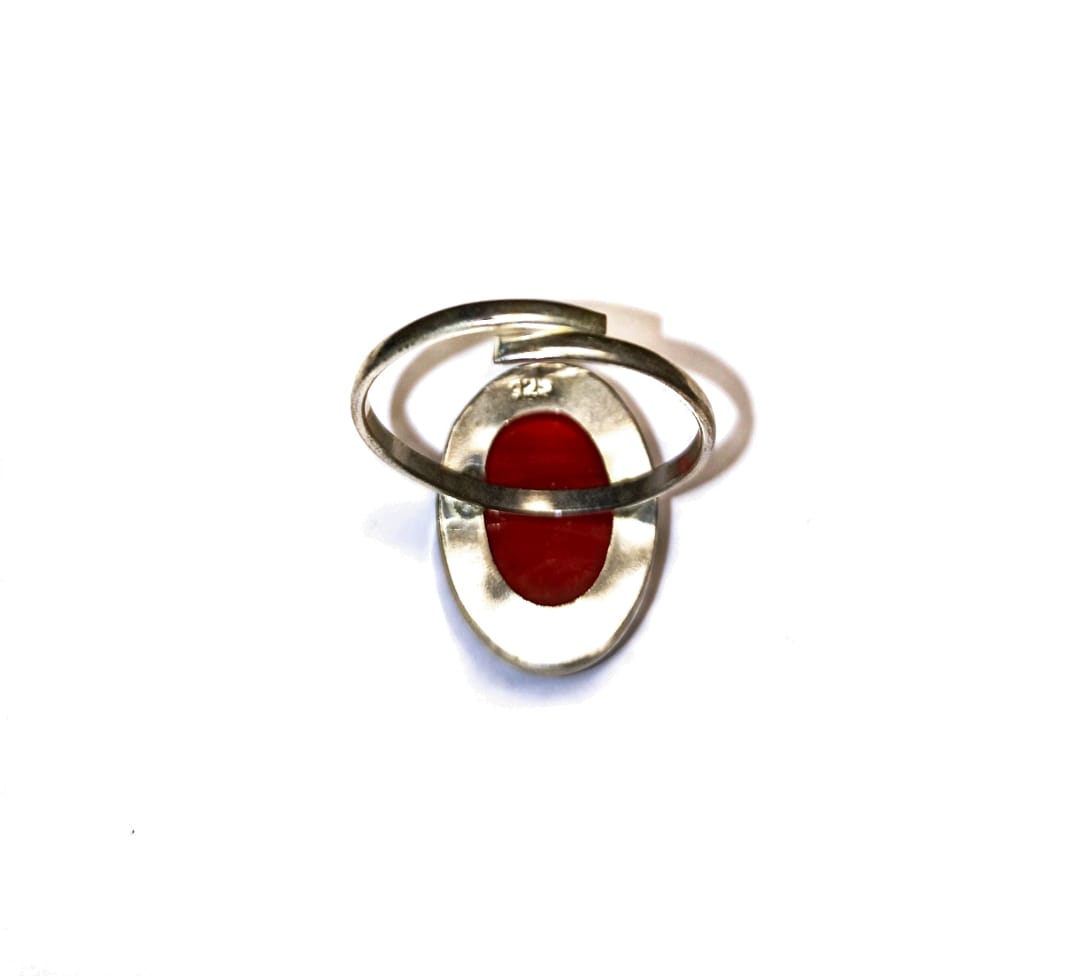 ANILLO DE PLATA CON CORAL ITALIANO EN COLOR ROJO - 2