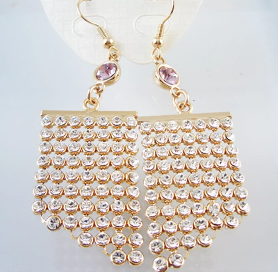 AROS ENCHAPADO EN ORO CON CRISTALES - 1