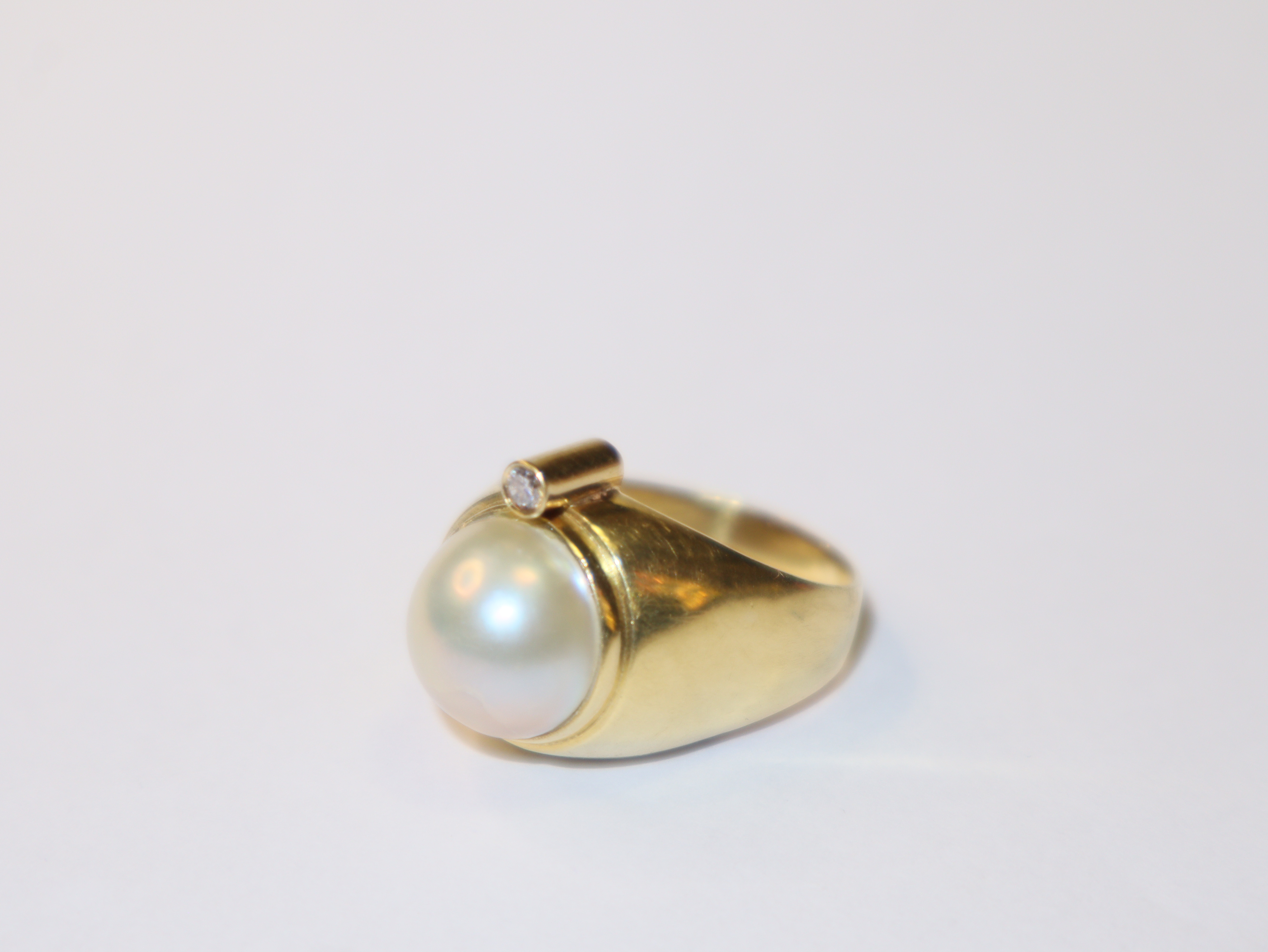 ANILLO ORO 18 K CON DIAMANTE Y PERLA MABE - 1