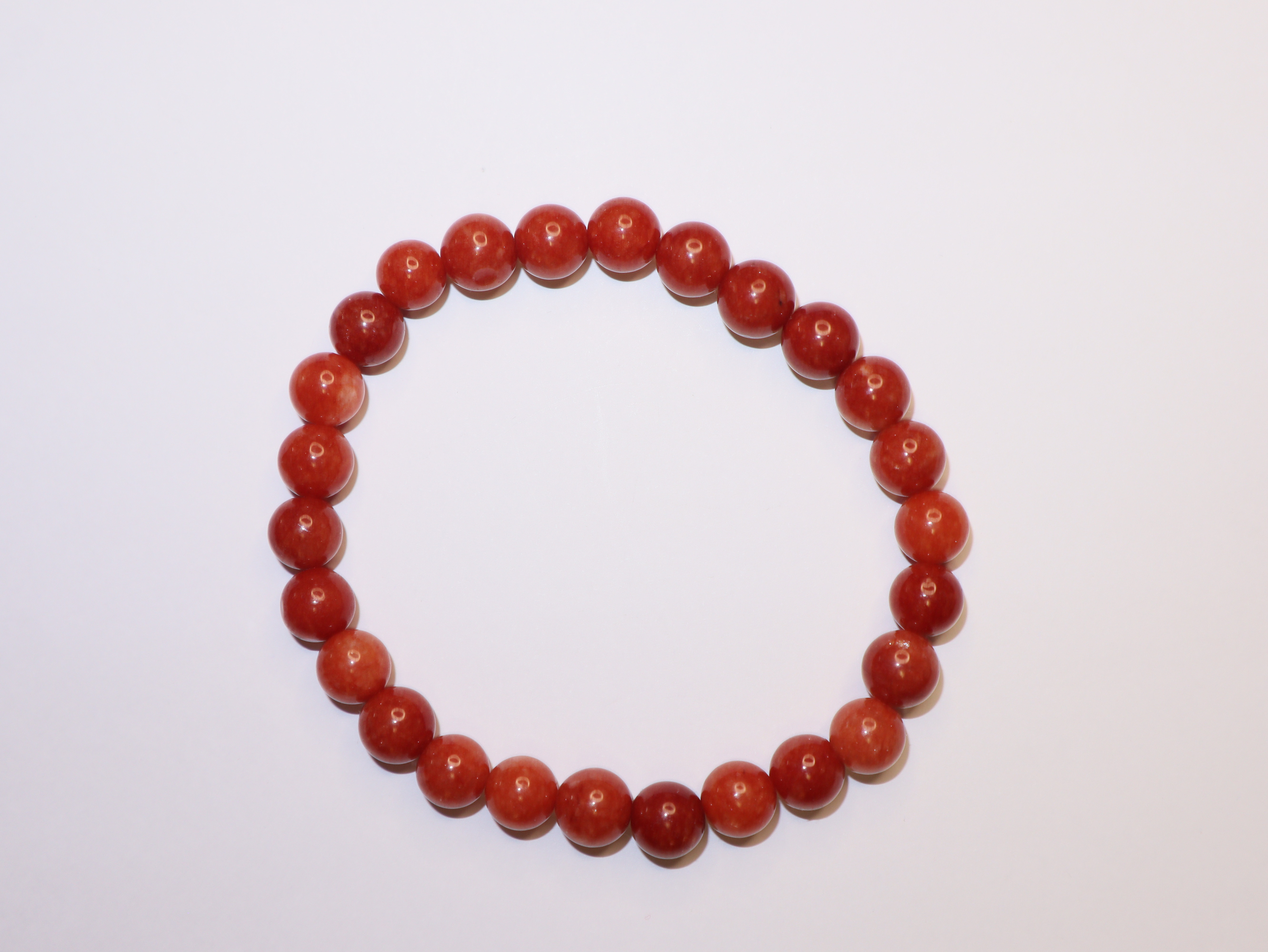 PULSERA ARTESANAL ELASTICADA CORAL ROJO GENUINO - 1