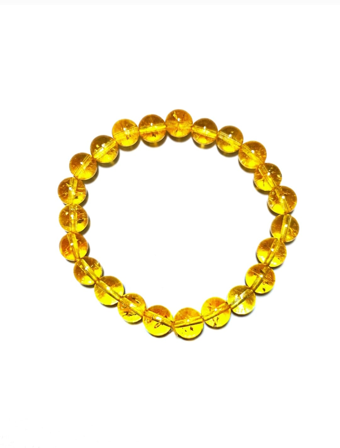 PULSERA DE CITRINO  ELASTICADA  ARTESANAL  8 MM CUENTAS - 1