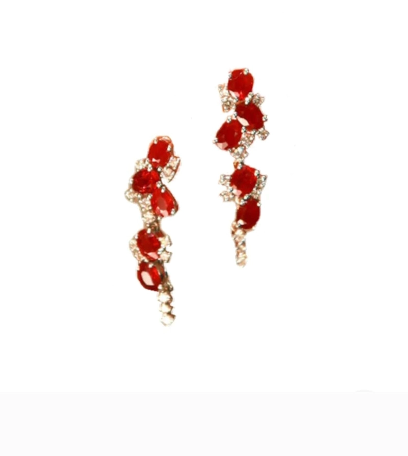 AROS DE PLATA  CON CIRCONES ROJOS - 1