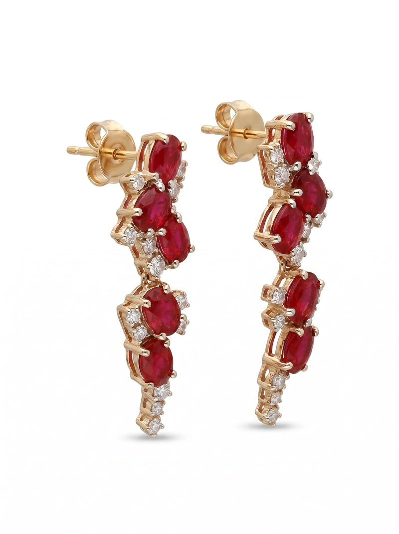 AROS DE PLATA  CON CIRCONES ROJOS - 2