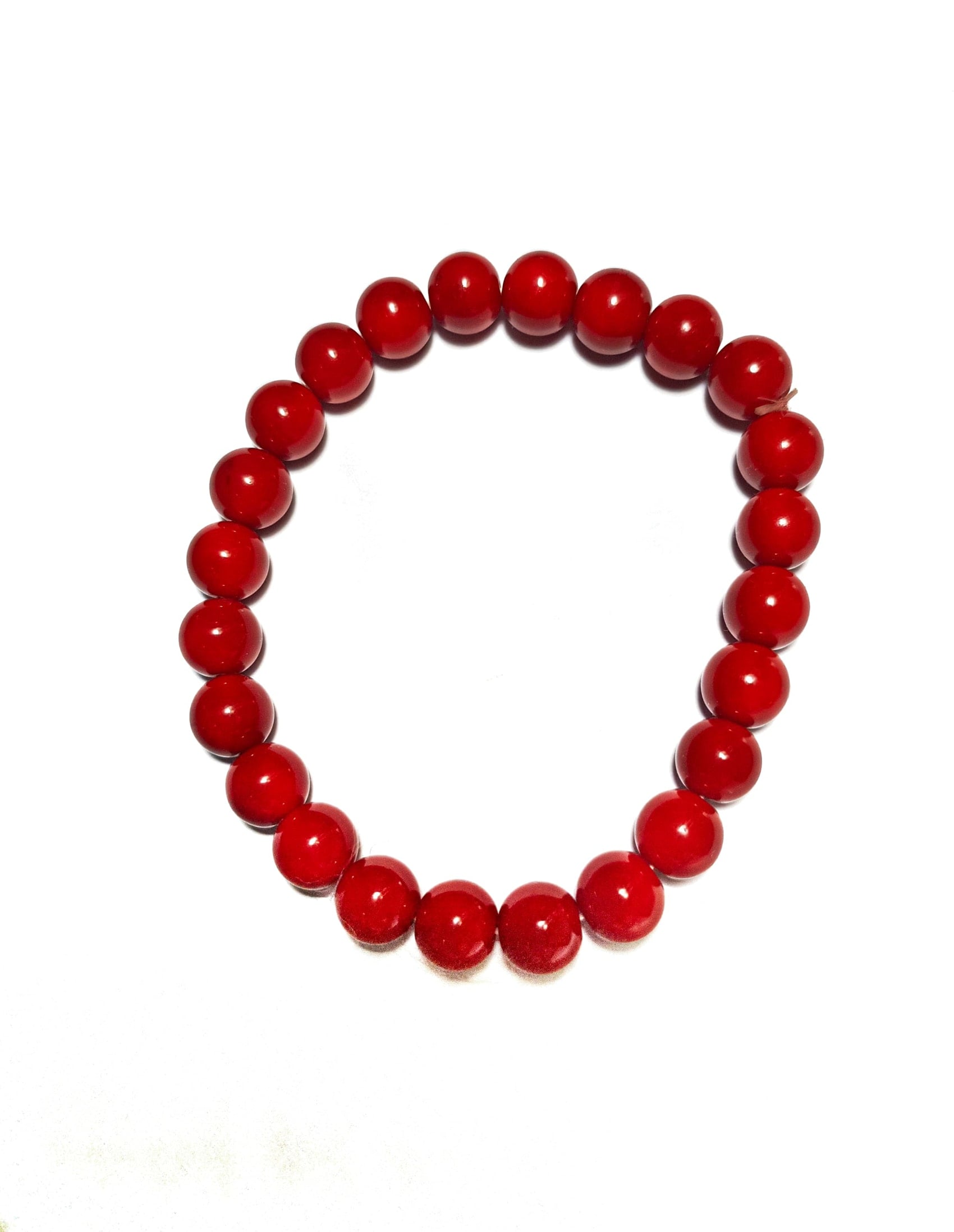 PULSERA DE CORAL ROJO GENUINO ELASTICADO - 1