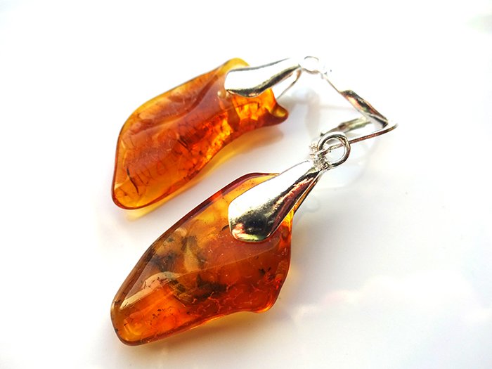 AROS COLGANTES DE AMBAR BALTICO GENUINO 4,5 CM LARGO - 1