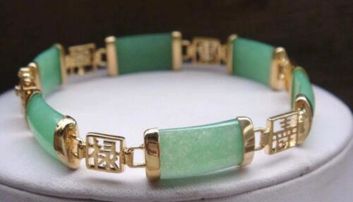 PULSERA DE PIEDRA NATURAL JADEITA  GOLD FILLER - 1