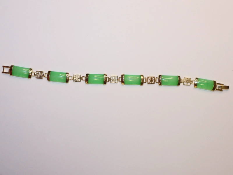 PULSERA DE PIEDRA NATURAL JADEITA  GOLD FILLER - 2