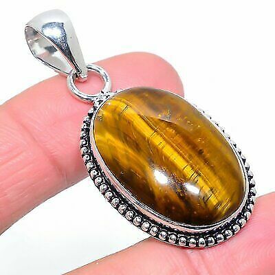 COLGANTE DE PLATA SOLIDA Y PIEDRA NATURAL OJO DE TIGRE - 1
