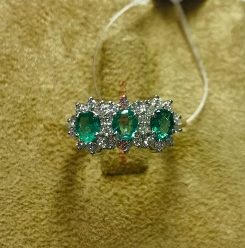 ANILLO DE PLATA 925 CON ESMERALDAS FINAS Y CIRCONES - 2