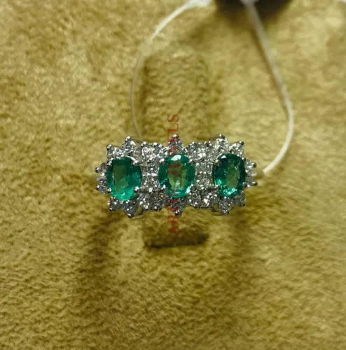 ANILLO DE PLATA 925 CON ESMERALDAS FINAS Y CIRCONES - 2