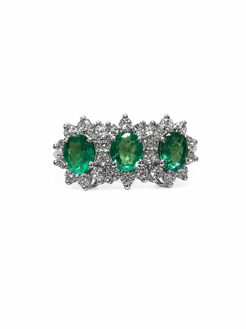 ANILLO DE PLATA 925 CON ESMERALDAS FINAS Y CIRCONES - 3