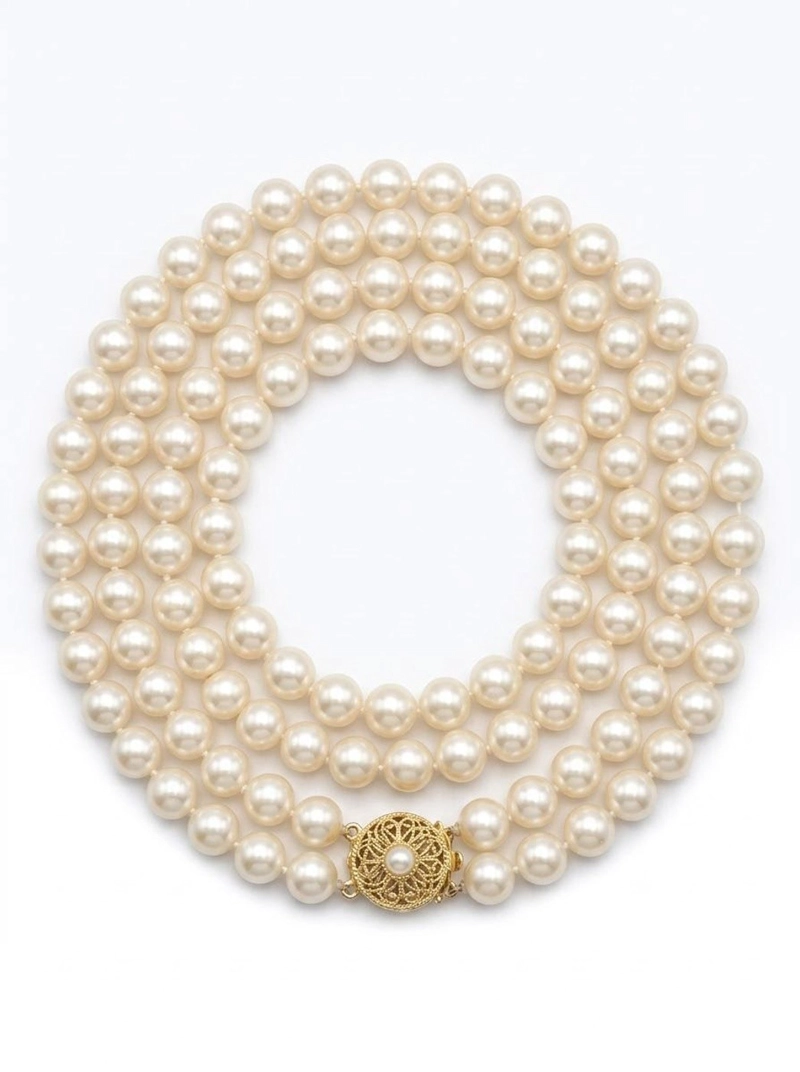 COLLAR  DE PERLAS NATURALES   DOS  VUELTAS   MARES DEL SUR 8-9   MM - 5
