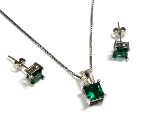 SET DE JOYAS DE PLATA FINA CON PIEDRA NATURAL CROME DIOPSIDA - 1