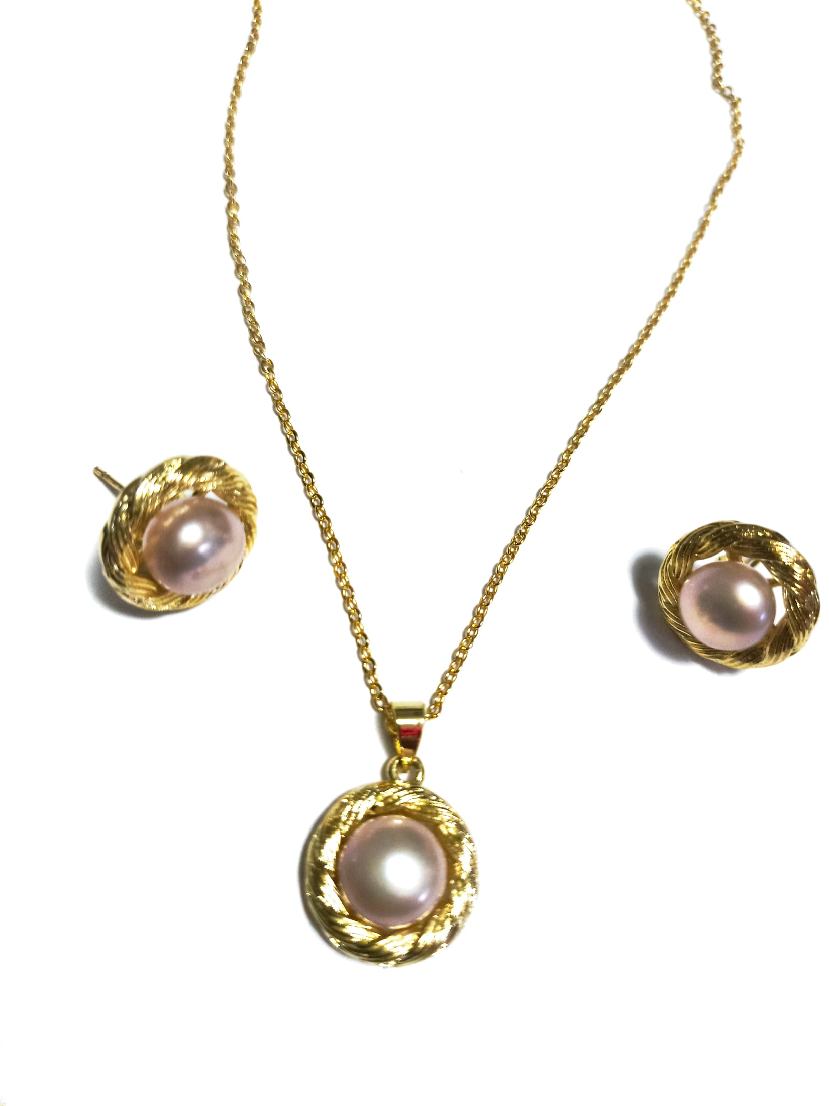 SET DE COLGANTE DE PLATA CON BAÑO DE ORO Y PERLAS CULTIVADAS - 1