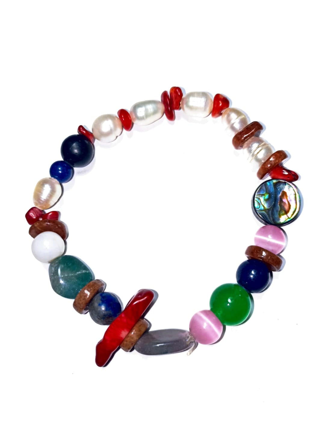 PULSERA DE PIEDRAS NATURALES Y PERLAS CULTIVADAS - 1