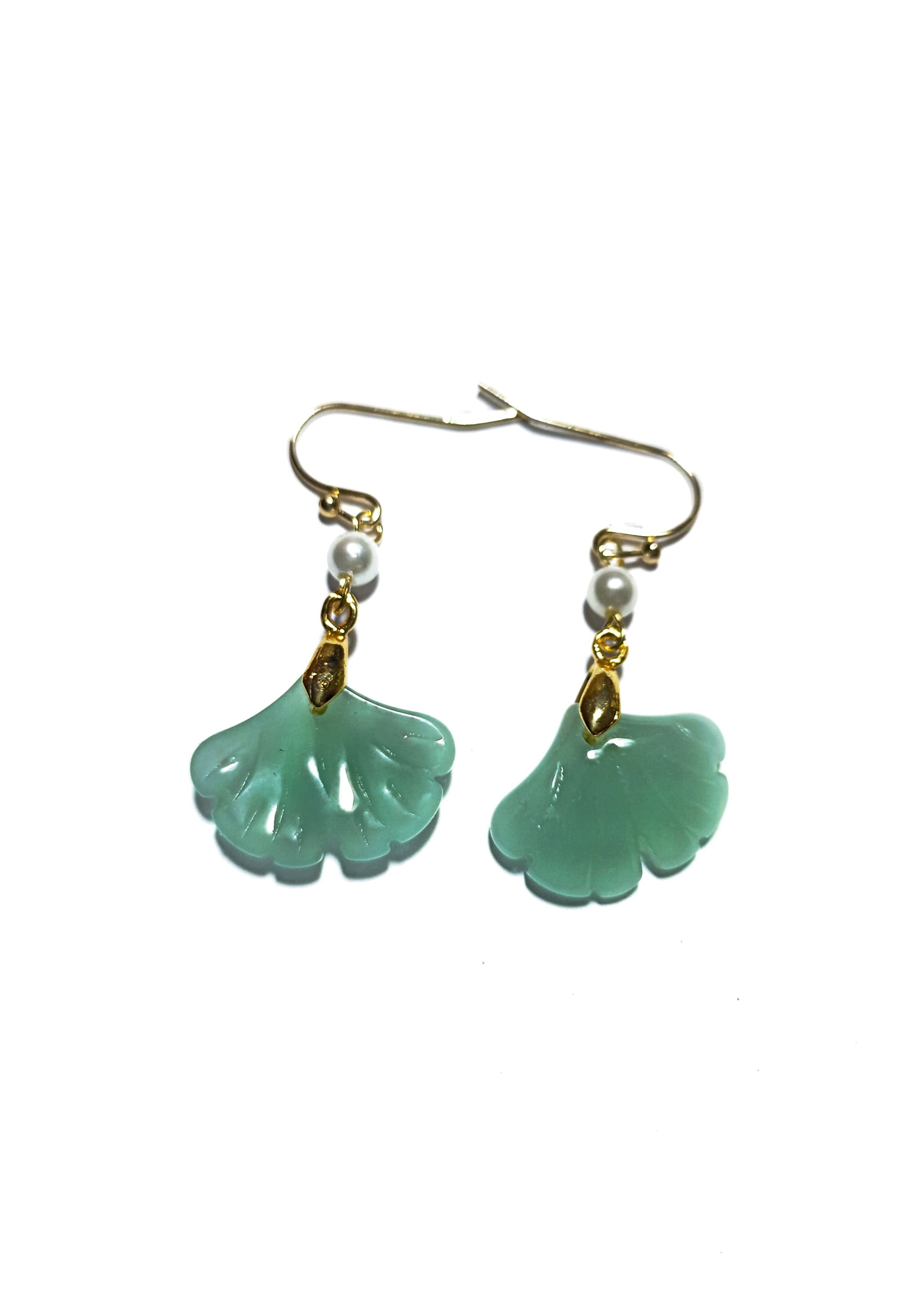 AROS DE PLATA  COLGANTE CON HOJA DE  JADE - 1