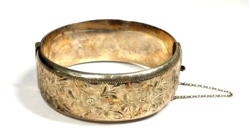 BRAZALETE DE PLATA SOLIDA ANTIGUO 42 GRAMOS - 1