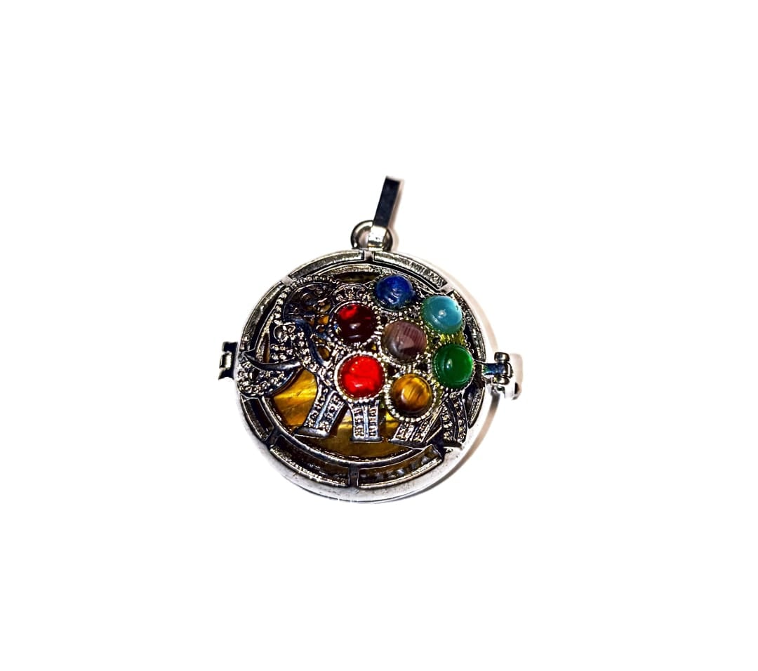 COLGANTE LLAMADOR DE ANGELES CON PIEDRA OJO DE TIGRE - 1