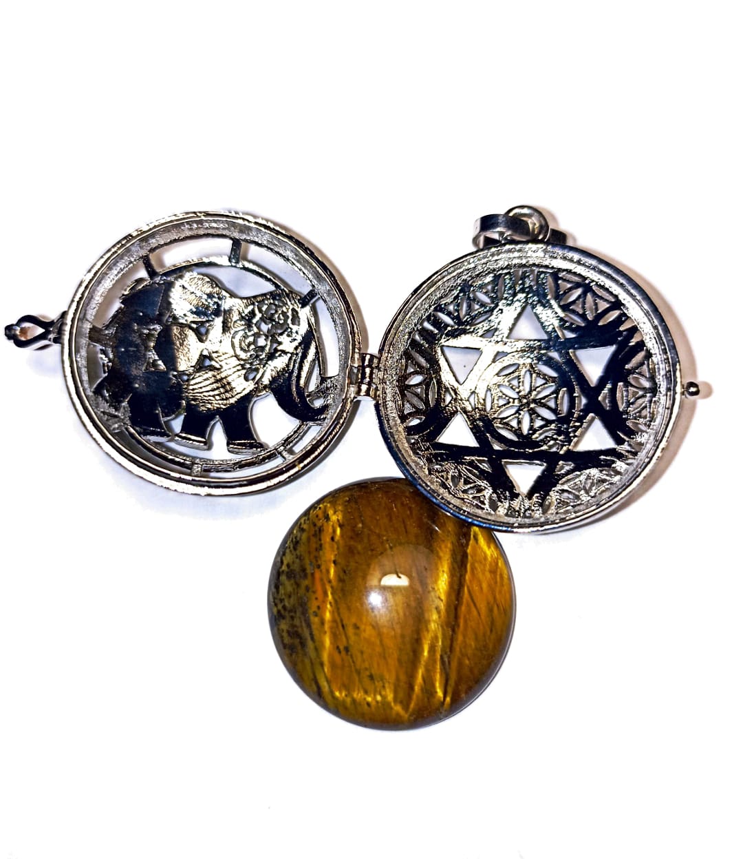 COLGANTE LLAMADOR DE ANGELES CON PIEDRA OJO DE TIGRE - 2