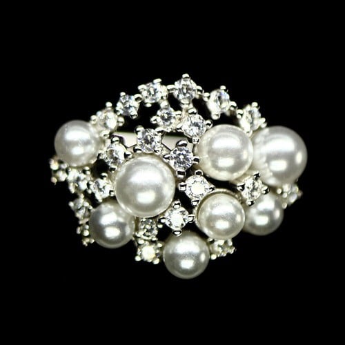 ANILLO DE PLATA FINA BAÑO DE ORO CON PERLAS CULTIVADAS - 1
