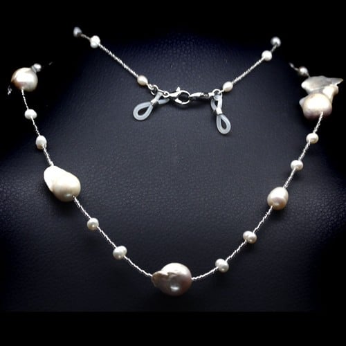 COLLAR DE PLATA CON PERLAS BARROCO LARGO 87,5 CM - 1
