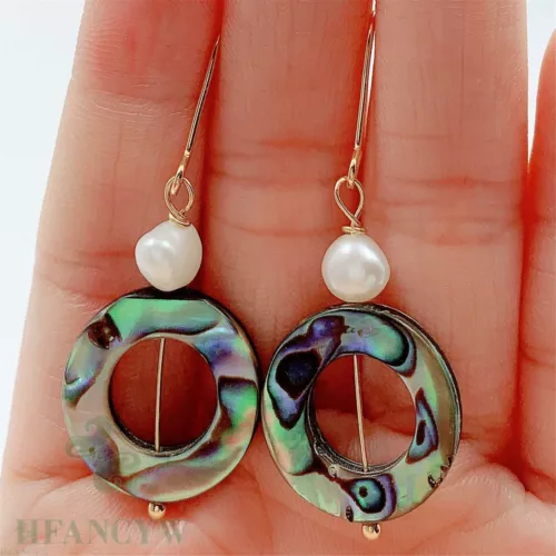 AROS DE PLATA CON ABALONE Y PERLAS CULTIVADAS - 1