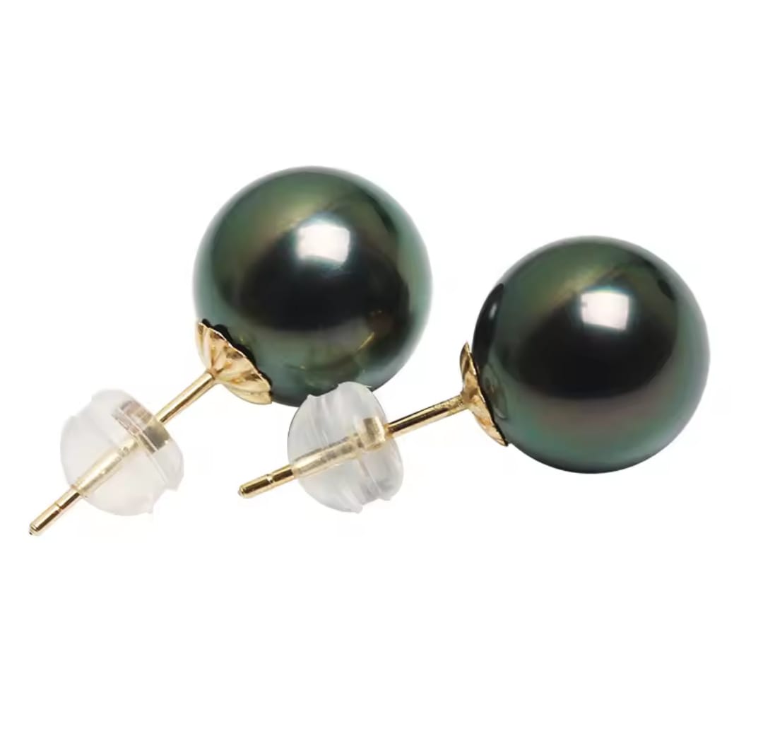 AROS DE PERLAS CULTIVADAS TAITIANAS EN COLOR NEGRO 10 MM - 1