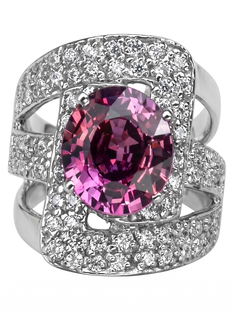 ANILLO DE PLATA RODINADA 925 CON PIEDRA DE COLOR - 1