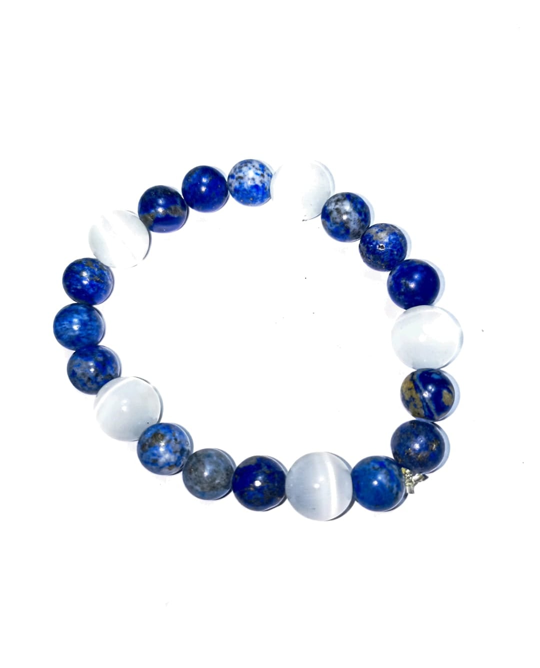 PULSERA DE LAPISLAZULI AFGANO Y PIEDRAS OJO DE GATO - 1
