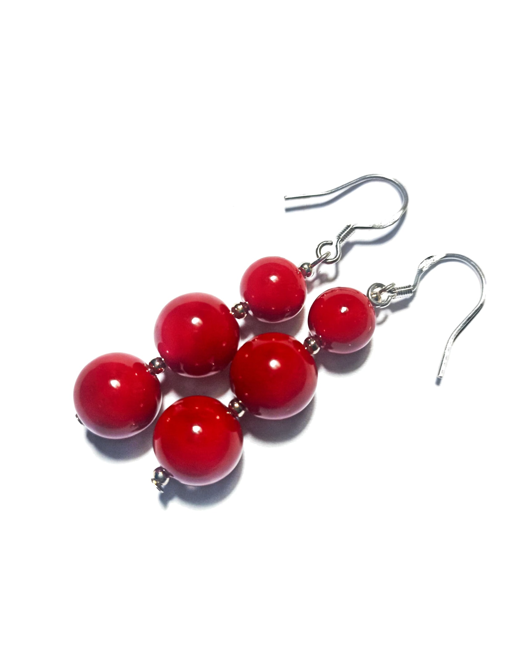 AROS DE PLATA CON CORAL ROJO GENUINO - 1