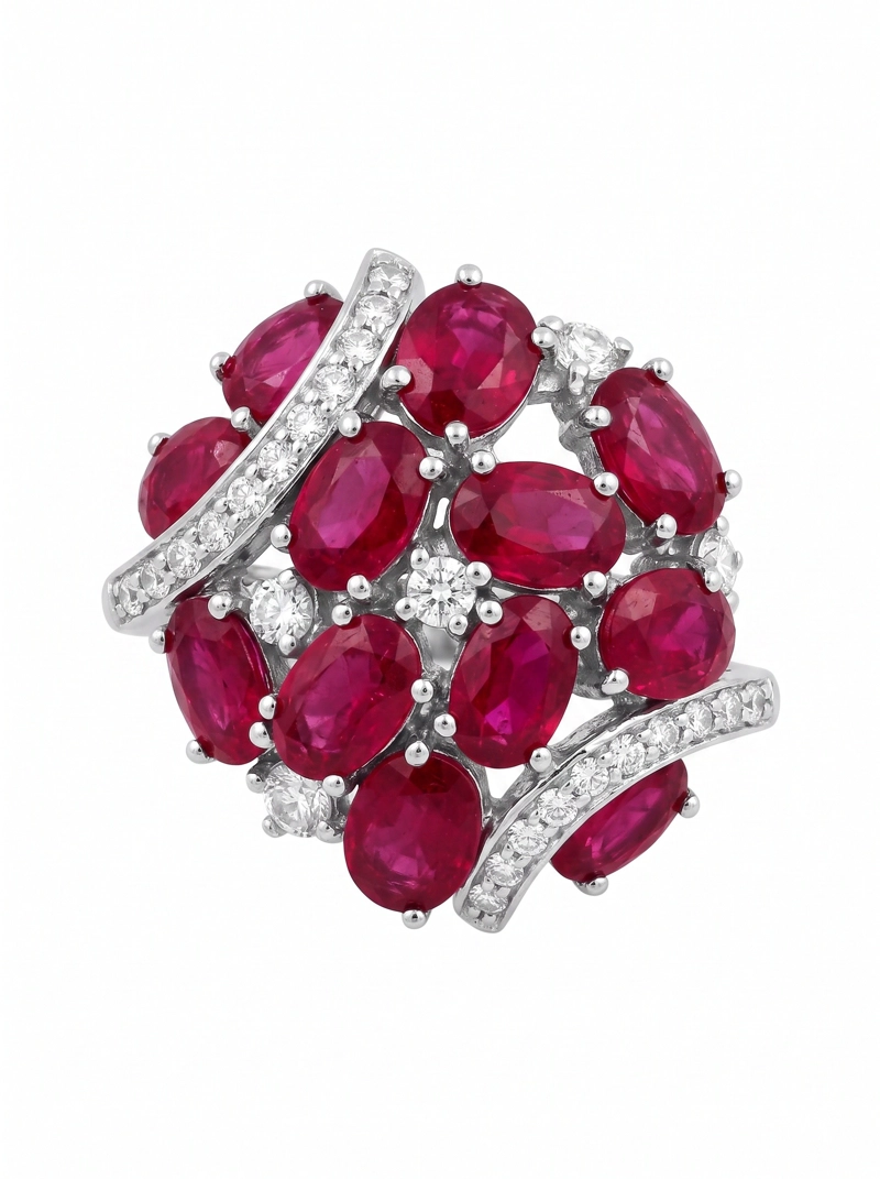ANILLO DE PLATA CON RUBIES NATURALES   NUMERO 15 - 1
