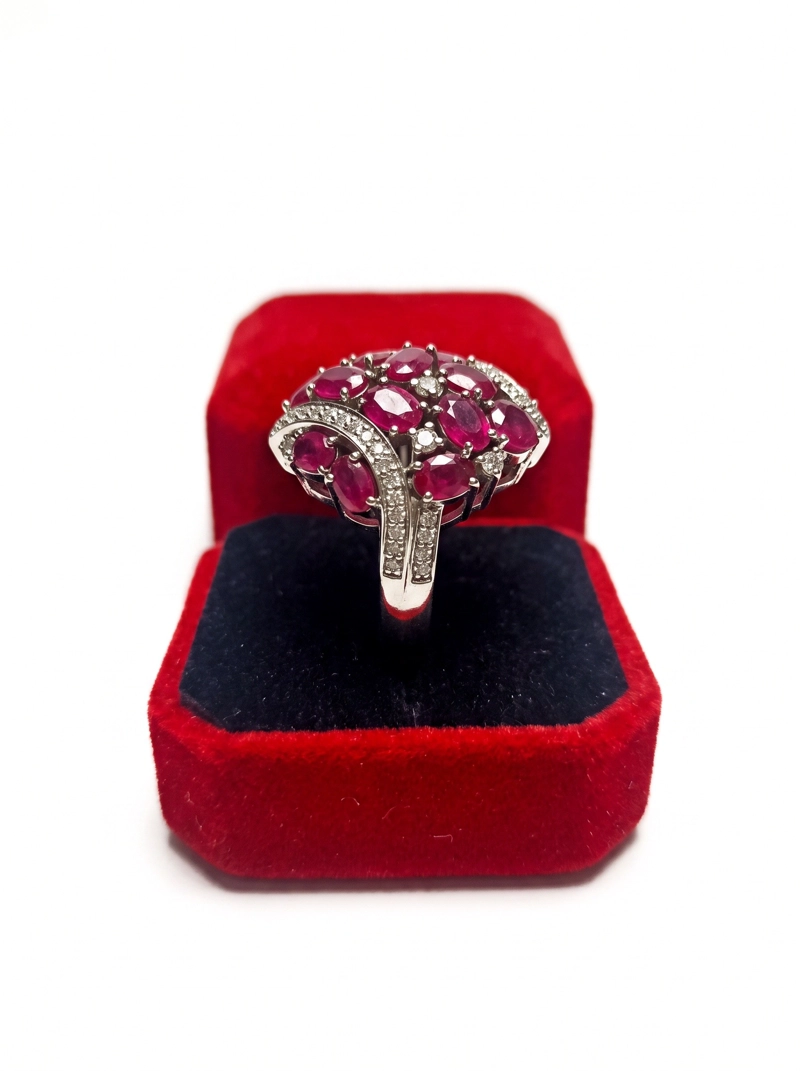 ANILLO DE PLATA CON RUBIES NATURALES   NUMERO 15 - 3