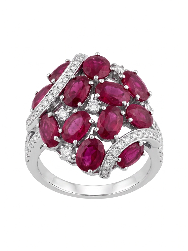 ANILLO DE PLATA CON RUBIES NATURALES   NUMERO 15 - 4