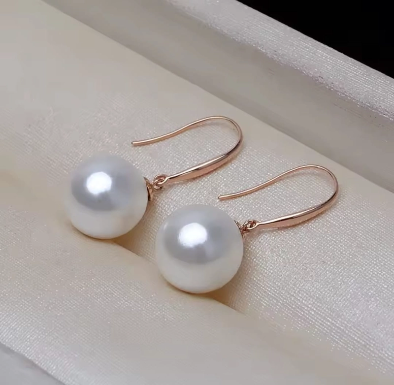 AROS DE PERLAS CULTIVADAS REDONDAS 8.5 MM  EXCELENTE CALIDAD ORO 18 K - 1