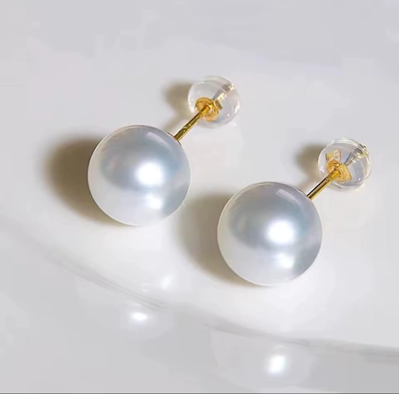 AROS DE PERLAS CULTIVADAS REDONDAS   ENGARZADOS EN ORO 18 K - 1