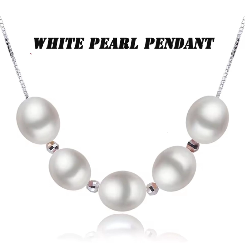 COLLAR DE PLATA CON PEELAS CULTIVADAS  GOTAS - 1