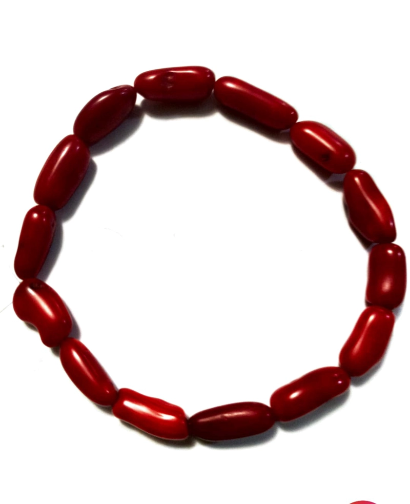 PULSERA DE CORAL ROJO NATURAL  ARTESANAL - 1