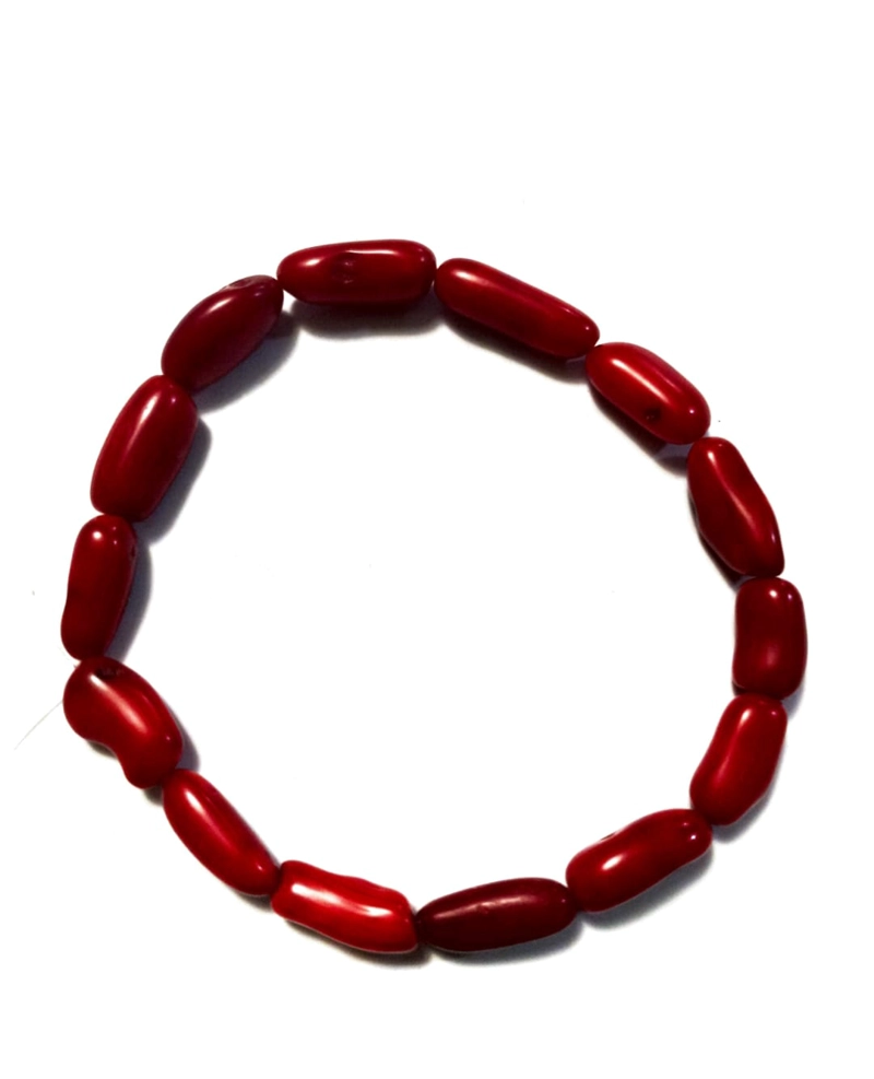 PULSERA DE CORAL ROJO NATURAL  ARTESANAL - 2