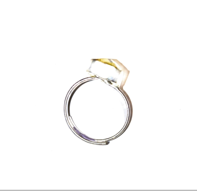 ANILLO DE PLATA SOLIDA  AJUSTABLE   ARTESANAL CON CRISTAL AMARILLO - 2