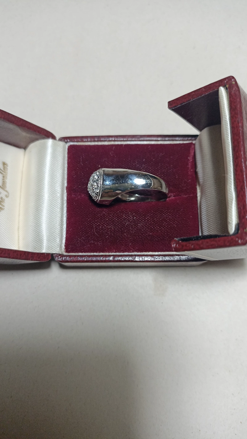 ANILLO DE ORO BLANCO 18 K CON CIRCONES BLANCOS  NUMERO 15 - 2